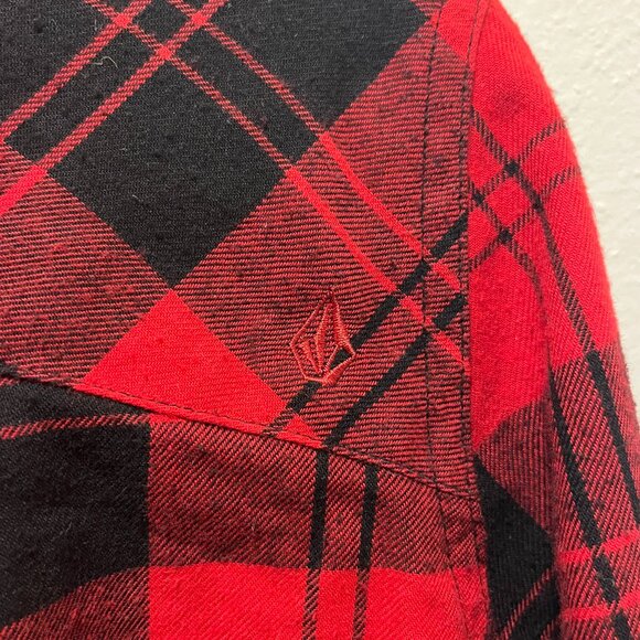Volcom Women’s Flannel Plaid Cardigan Size L - Picture 4 of 6